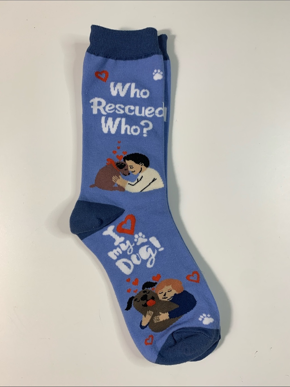 Who Rescued Who? Blue Rescue Dog Socks - Unbranded